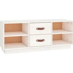 vidaXL Tv-meubel 100x34x40 cm massief grenenhout wit