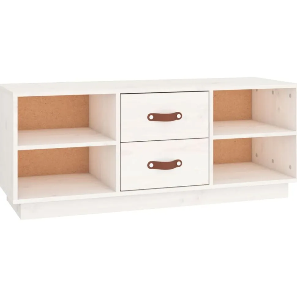 vidaXL Tv-meubel 100x34x40 cm massief grenenhout wit