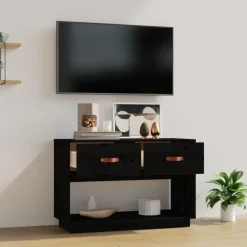 vidaXL Tv-meubel 90x40x60 cm massief grenenhout zwart