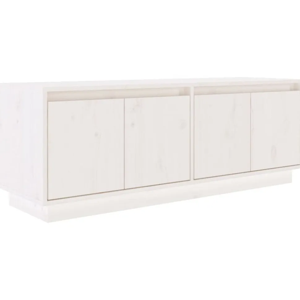 vidaXL Tv-meubel 110x34x40 cm massief grenenhout wit
