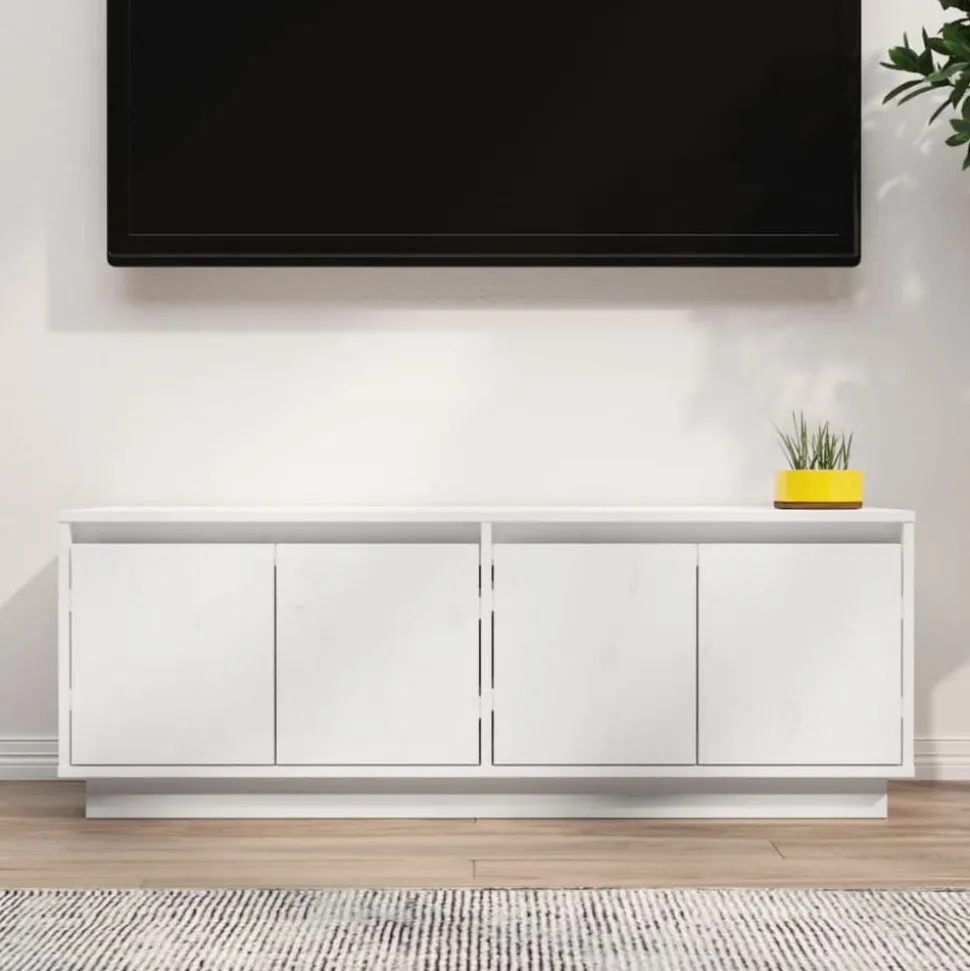 vidaXL Tv-meubel 110x34x40 cm massief grenenhout wit