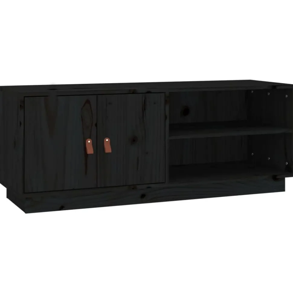 vidaXL Tv-meubel 105x34x40 cm massief grenenhout zwart
