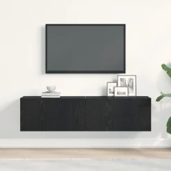 vidaXL Tv-meubel 120x30x30,5 cm spaanplaat zwart eikenkleurig