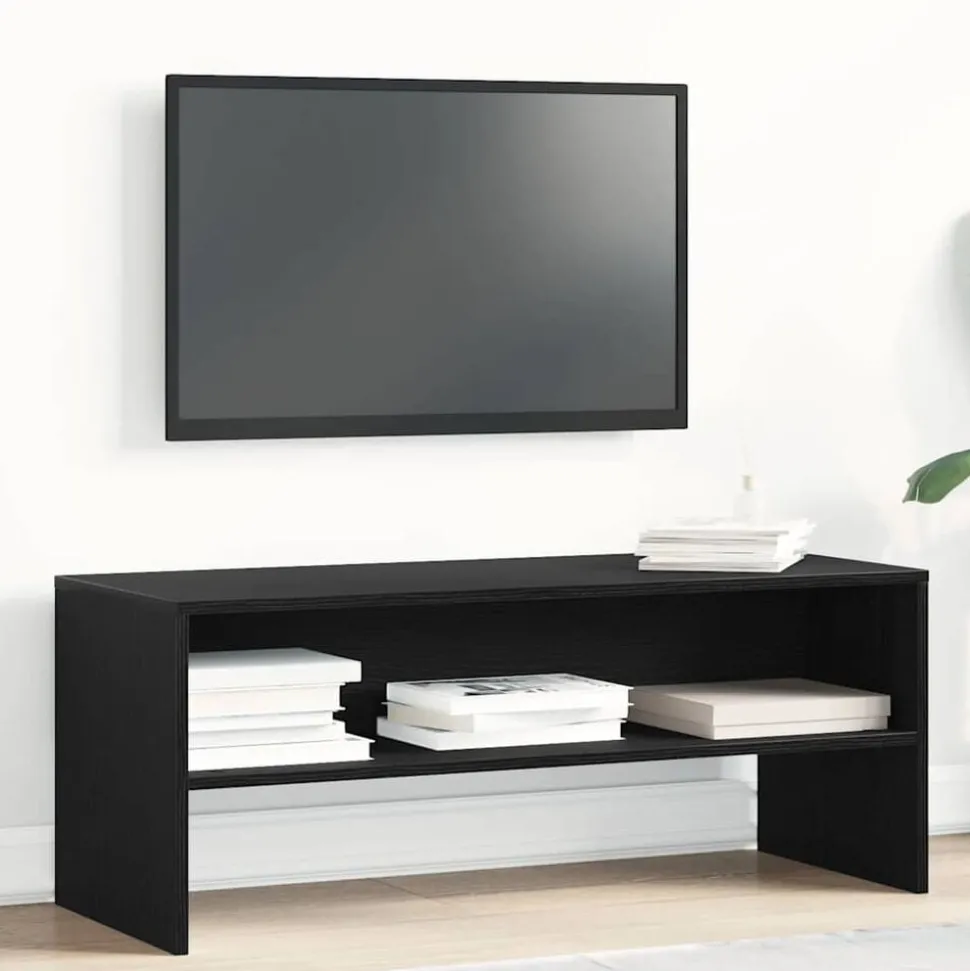vidaXL Tv-meubel 100x40x40 cm spaanplaat zwart eikenkleurig