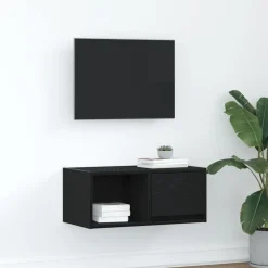 vidaXL TV-meubel 60x31x25,5 cm spaanplaat zwart eikenkleurig