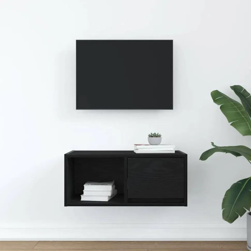 vidaXL TV-meubel 60x31x25,5 cm spaanplaat zwart eikenkleurig