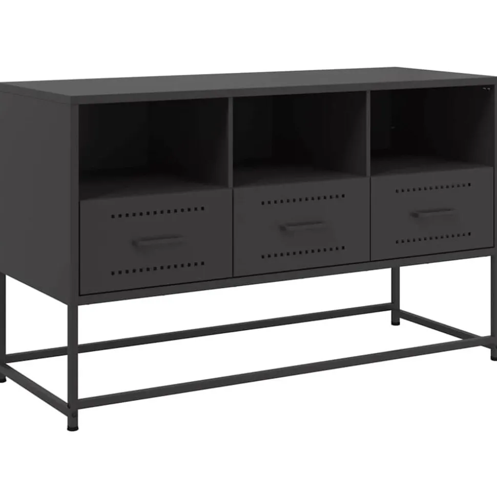 vidaXL Tv-meubel 100,5x39x60,5 cm staal zwart
