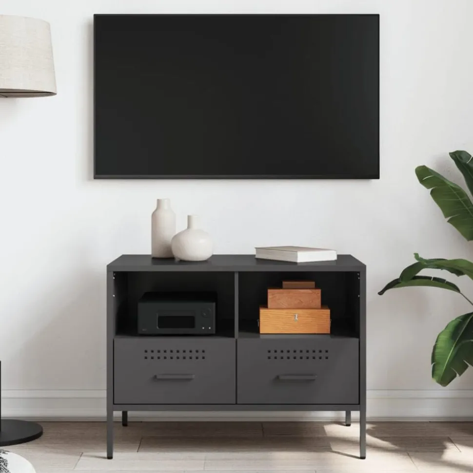 vidaXL Tv-meubel 68x39x50,5 cm staal zwart