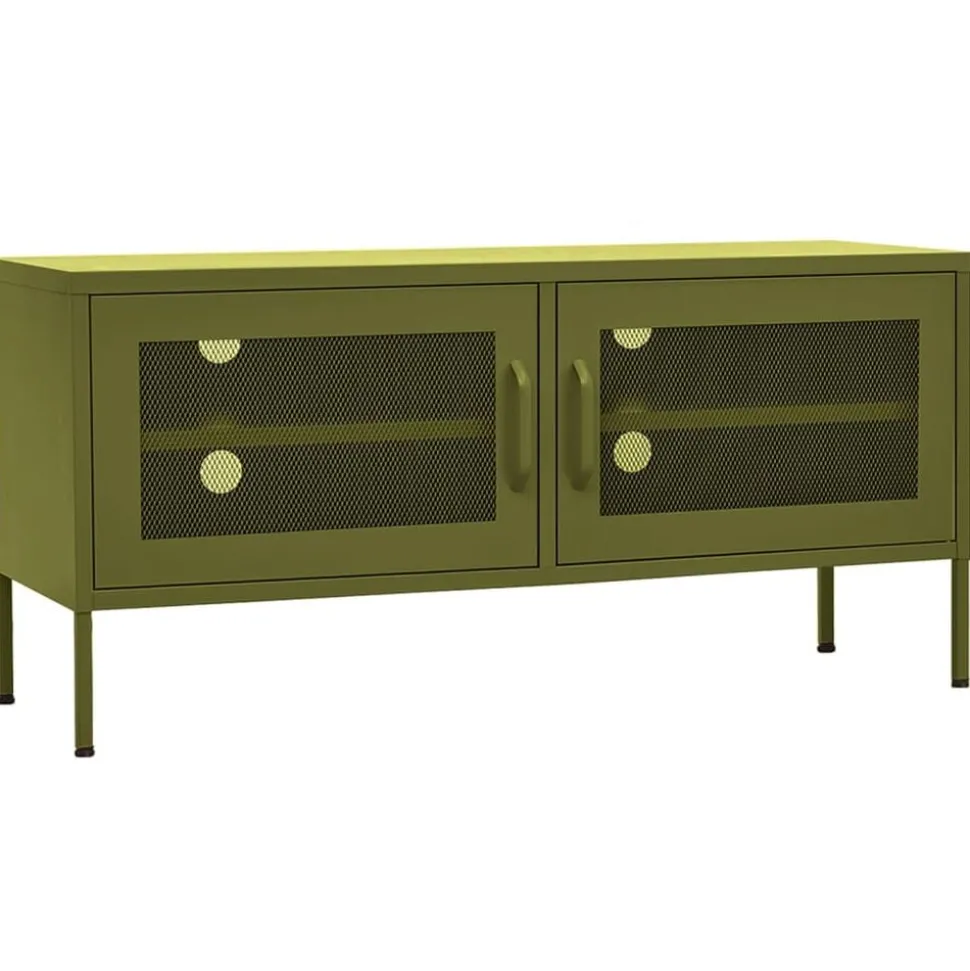 vidaXL Tv-meubel 105x35x50 cm staal olijfgroen