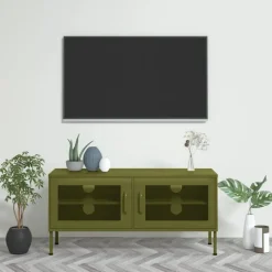 vidaXL Tv-meubel 105x35x50 cm staal olijfgroen