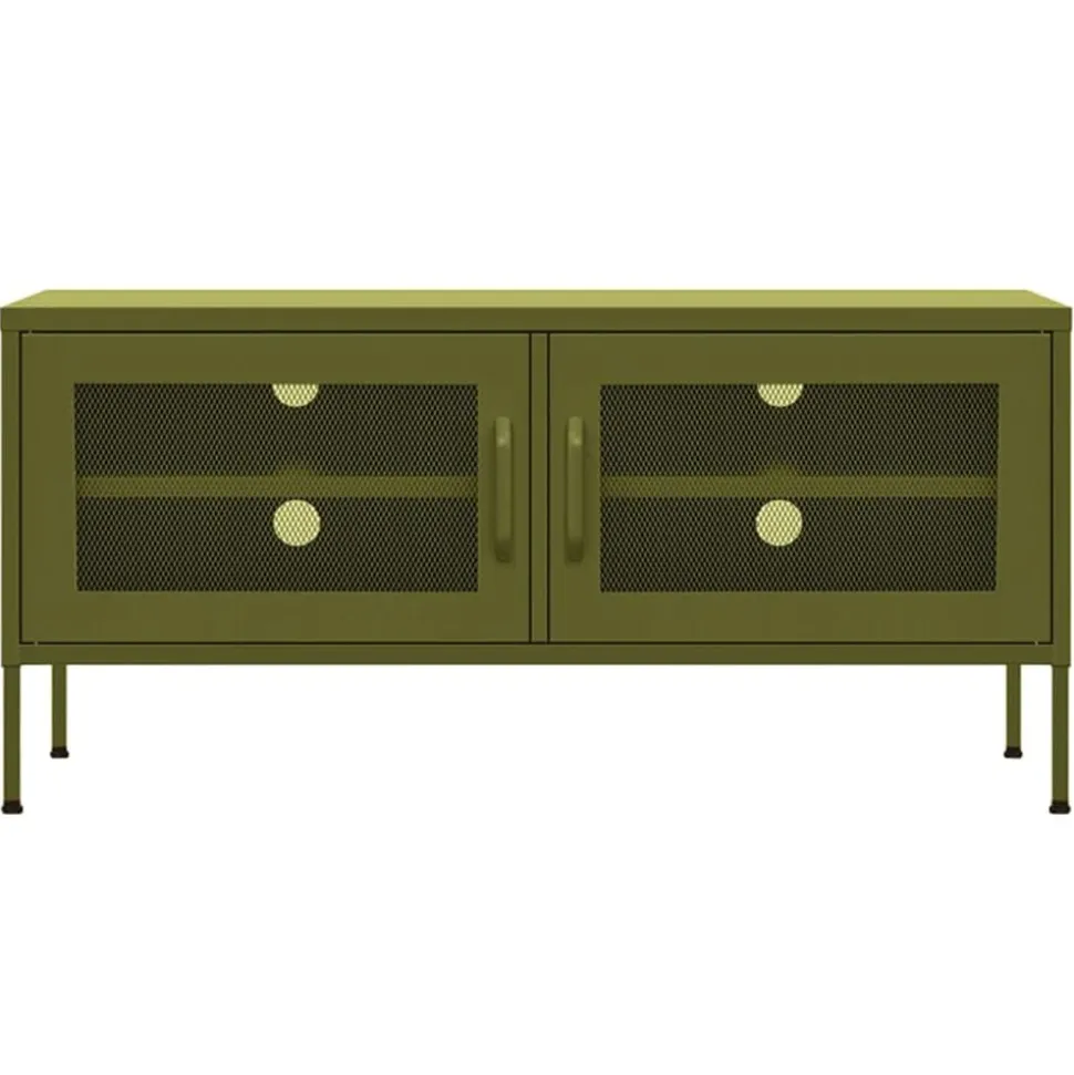 vidaXL Tv-meubel 105x35x50 cm staal olijfgroen