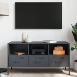vidaXL Tv-meubel 100,5x39x50,5 cm staal antracietkleurig