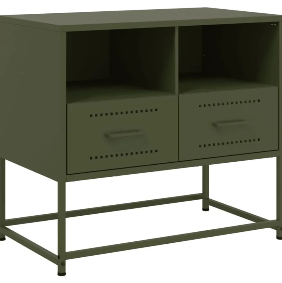 vidaXL Tv-meubel 68x39x60,5 cm staal olijfgroen