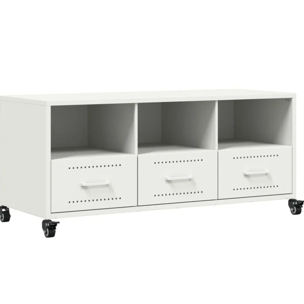 vidaXL Tv-meubel 100,5x39x43,5 cm staal wit