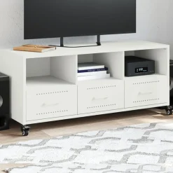 vidaXL Tv-meubel 100,5x39x43,5 cm staal wit