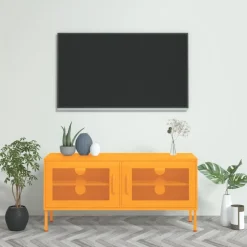 vidaXL Tv-meubel 105x35x50 cm staal mosterdgeel