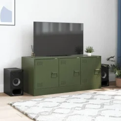 vidaXL Tv-meubel 99x39x44 cm staal olijfgroen