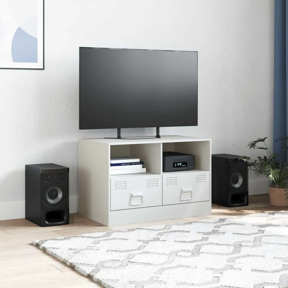 vidaXL Tv-meubel 67x39x44 cm staal wit