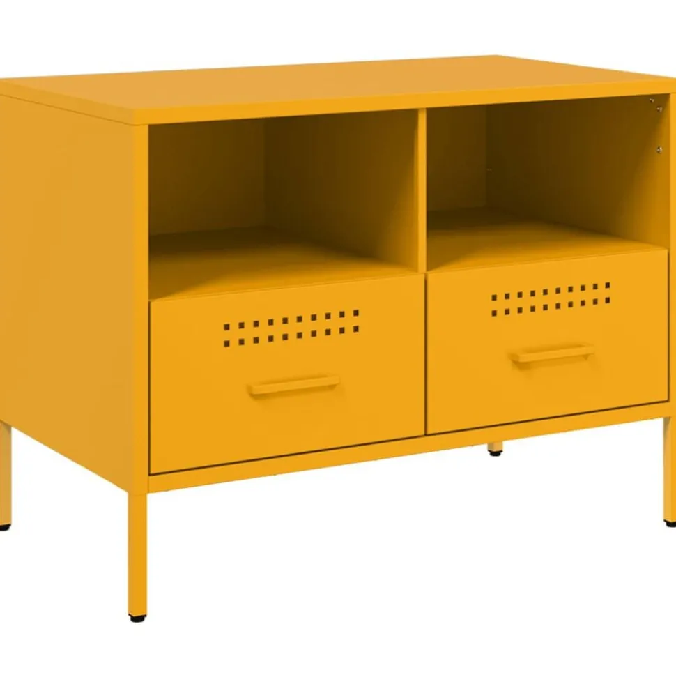 vidaXL Tv-meubel 68x39x50,5 cm staal mosterdgeel