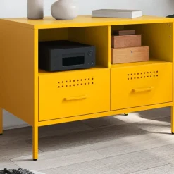 vidaXL Tv-meubel 68x39x50,5 cm staal mosterdgeel