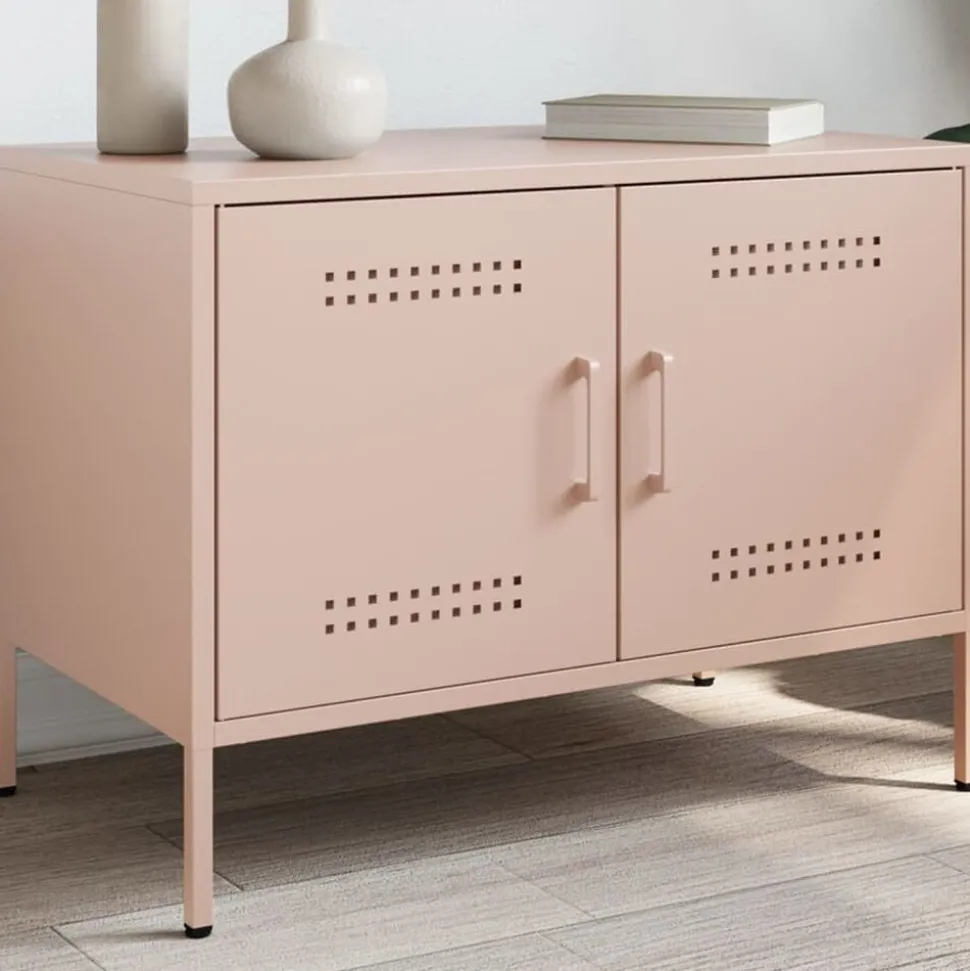 vidaXL Tv-meubel 68x39x50,5 cm staal roze