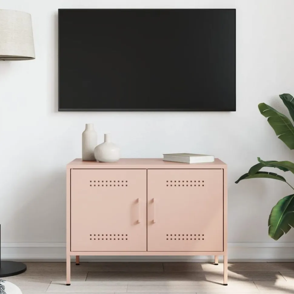 vidaXL Tv-meubel 68x39x50,5 cm staal roze