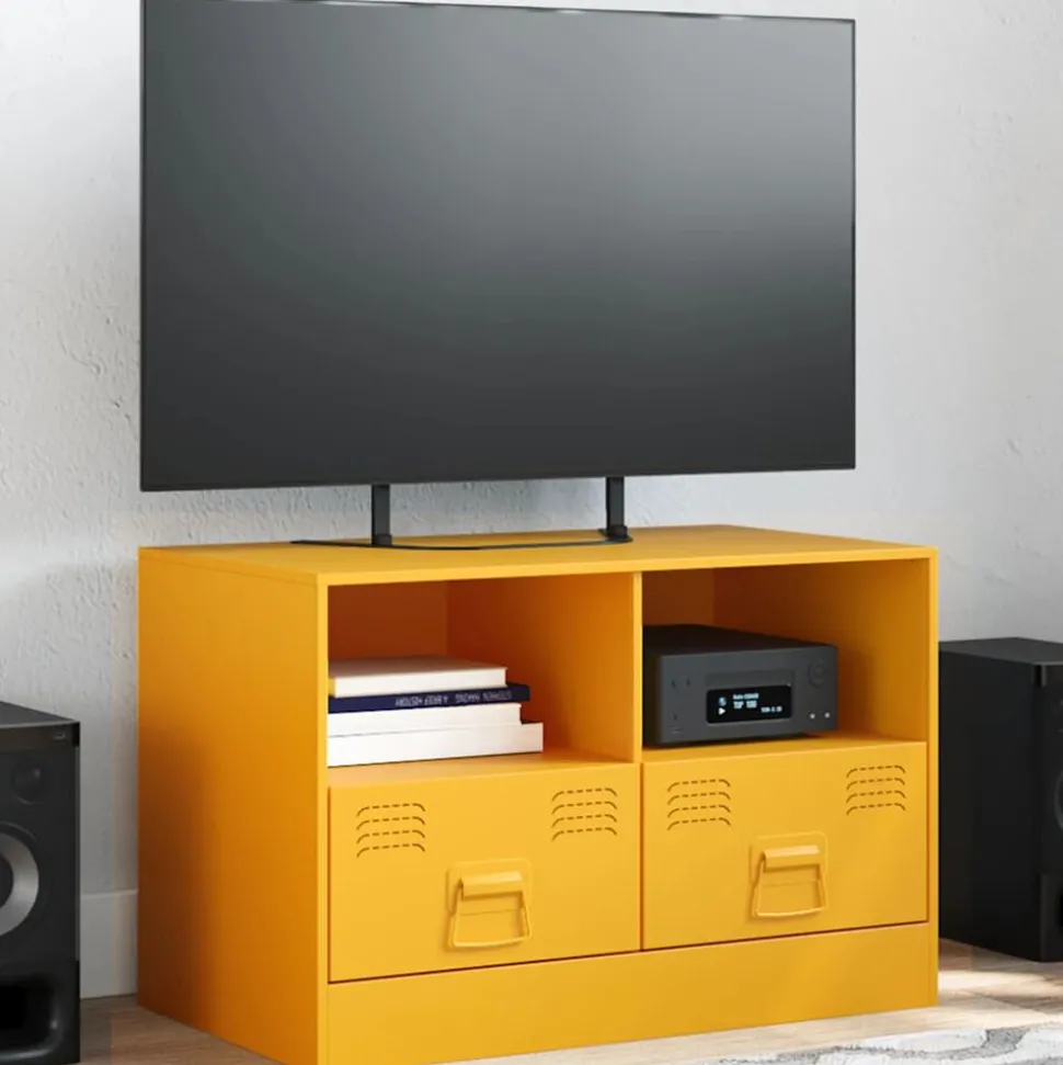 vidaXL Tv-meubel 67x39x44 cm staal mosterdgeel