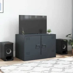 vidaXL Tv-meubel 67x39x44 cm staal antracietkleurig