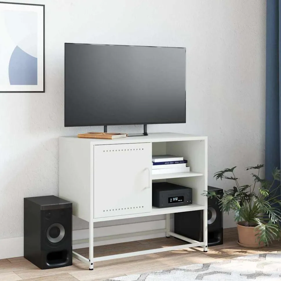 vidaXL Tv-meubel 68x39x60,5 cm staal wit