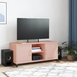 vidaXL Tv-meubel 100,5x39x43,5 cm staal roze