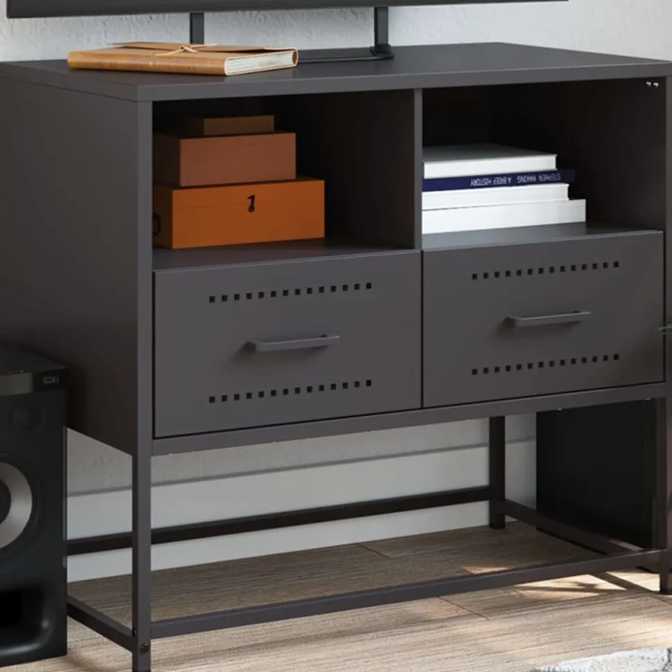 vidaXL Tv-meubel 68x39x60,5 cm staal zwart