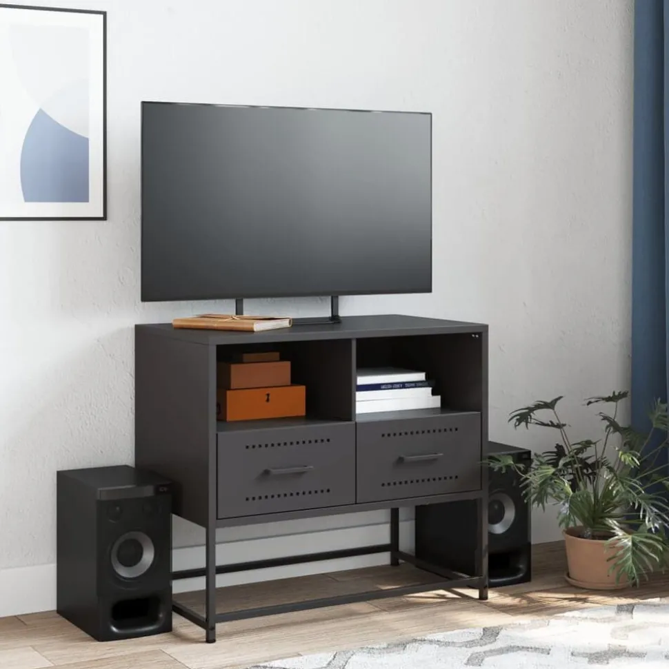 vidaXL Tv-meubel 68x39x60,5 cm staal zwart