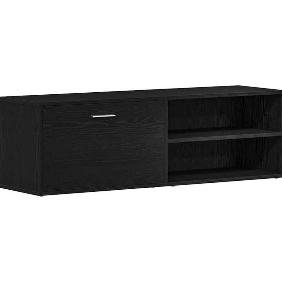 vidaXL TV-meubel Zwart Eiken 120x34x37 cm Bewerkt Hout