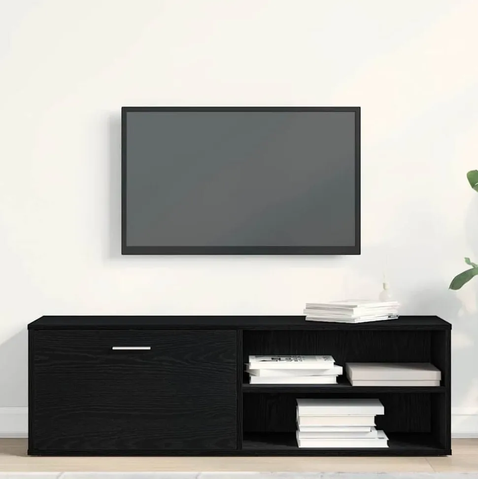 vidaXL TV-meubel Zwart Eiken 120x34x37 cm Bewerkt Hout
