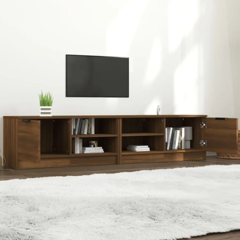 vidaXL Tv-meubelen 2 st 80x35x36,5 cm bewerkt hout bruin eikenkleur