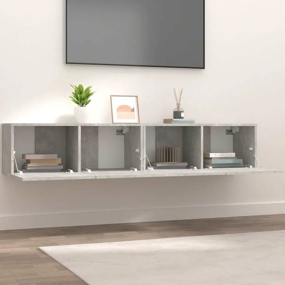 vidaXL Tv-meubels 2 st 80x30x30 cm bewerkt hout betongrijs