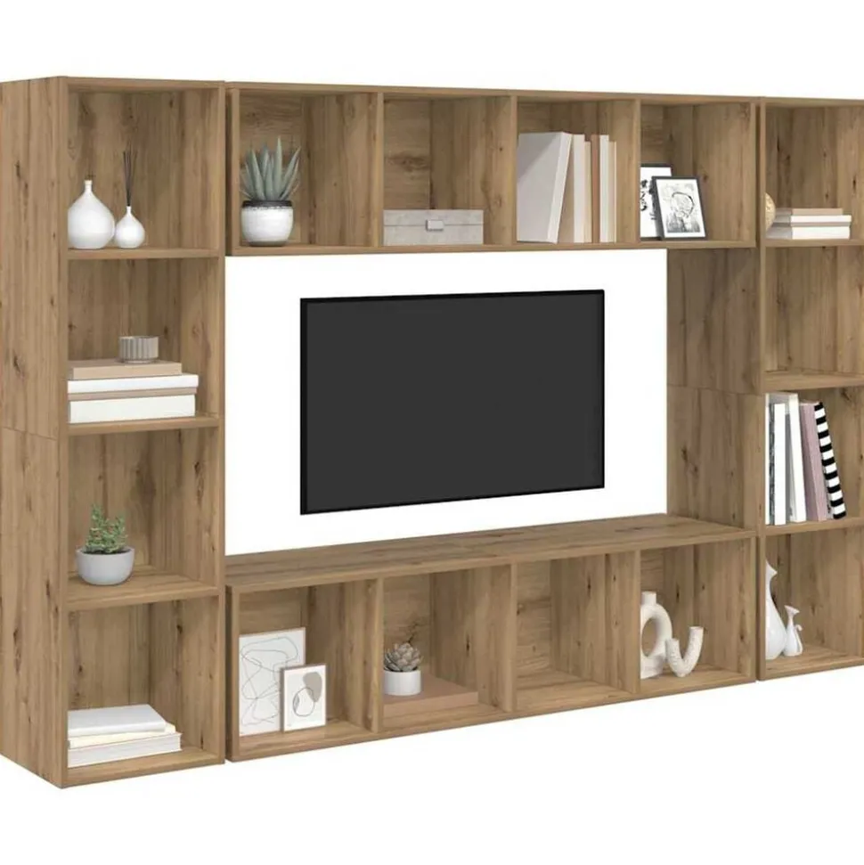 vidaXL Tv-meubelset 4 pcs Bruin 37 x 37 x 142,5 cm Bewerkt hout