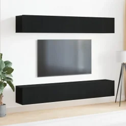 vidaXL Tv-meubelset 4 pcs Zwart Eiken 100 x 30 x 30 cm Bewerkt hout