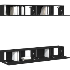vidaXL Tv-meubelset 4 pcs Zwart Eiken 100 x 30 x 30 cm Bewerkt hout