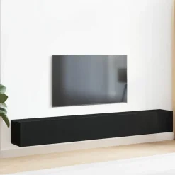 vidaXL Tv-meubelset 3 pcs Zwart Eiken 80 x 30 x 30 cm Bewerkt hout