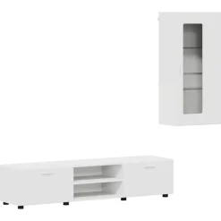 vidaXL Tv-meubelset met lade met plank FLORIN 3 pcs Wit Bewerkt hout