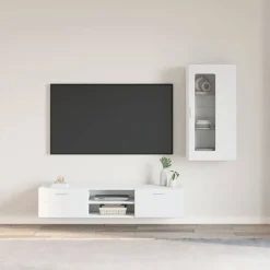 vidaXL Tv-meubelset met lade met plank FLORIN 3 pcs Wit Bewerkt hout