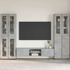 vidaXL Tv-meubelset met lade FLORIN 3 pcs Beton Grijs Bewerkt hout
