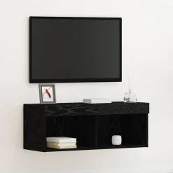 vidaXL Tv-meubelset met LED Zwart Eiken 80 x 30 x 30 cm Bewerkt hout