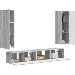 vidaXL Tv-meubelset Wandgemonteerd 3 pcs Grijs Sonoma Bewerkt hout