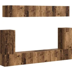 vidaXL Tv-meubelset Wandgemonteerd 5 pcs Oudhout Bewerkt hout
