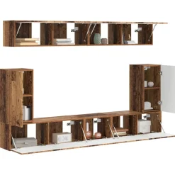 vidaXL Tv-meubelset Wandgemonteerd 5 pcs Oudhout Bewerkt hout