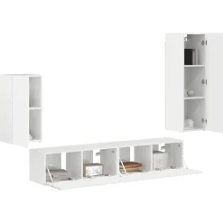 vidaXL Tv-meubelset Wandgemonteerd 4 pcs Hoogglans wit Bewerkt hout
