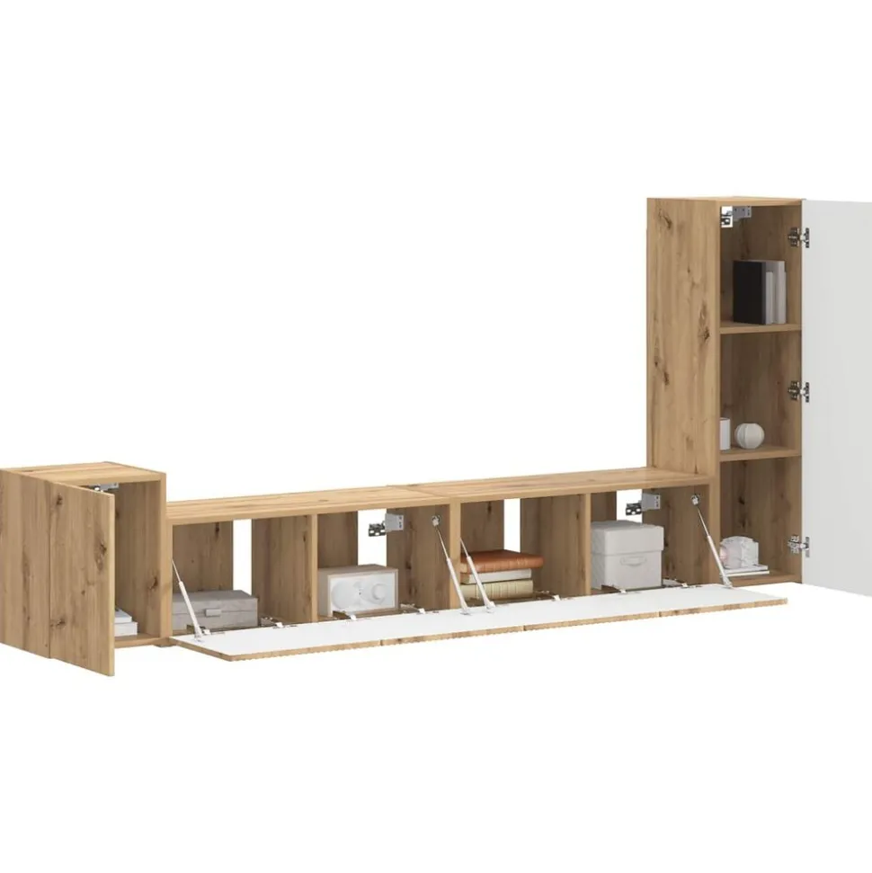 vidaXL Tv-meubelset Wandgemonteerd 3 pcs Artisan Eiken Bewerkt hout