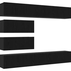 vidaXL Tv-meubelset Wandgemonteerd 4 pcs Zwart eiken Bewerkt hout